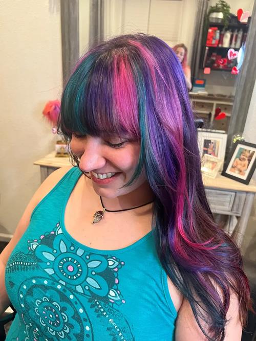 Hair Extensions photo, Denver Colorado. I love doing a fashion color and this might be one of my fav(..)